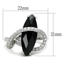 Eternity Rings 3W800 Rhodium Brass Ring with AAA Grade CZ in Jet