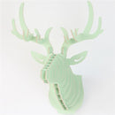 3D Puzzle Wooden DIY Creative Model Wall Hanging Deer Head Elk Wood Gift Craft Home Decoration Animal Wildlife IC971263-light green-JadeMoghul Inc.