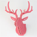 3D Puzzle Wooden DIY Creative Model Wall Hanging Deer Head Elk Wood Gift Craft Home Decoration Animal Wildlife IC971263-watermelon red-JadeMoghul Inc.