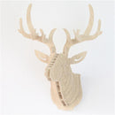 3D Puzzle Wooden DIY Creative Model Wall Hanging Deer Head Elk Wood Gift Craft Home Decoration Animal Wildlife IC971263-white-JadeMoghul Inc.