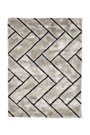3D Zig Zag Patterned Polyester Area Rug With Jute Mesh Backing, Gray
and Black-Rugs-Gray and Black-Polyester & Jute Mesh-JadeMoghul Inc.