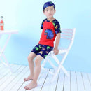 3PC Baby Boys Cartoon Swimwear Set With Hat Short Sleeve Toddler Swimsuit Set Kids Swimwear Rashguard Set For Baby Boys-Dinosaur 2-12M-JadeMoghul Inc.