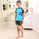 3PC Baby Boys Cartoon Swimwear Set With Hat Short Sleeve Toddler Swimsuit Set Kids Swimwear Rashguard Set For Baby Boys-Dinosaur 3-12M-JadeMoghul Inc.