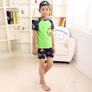 3PC Baby Boys Cartoon Swimwear Set With Hat Short Sleeve Toddler Swimsuit Set Kids Swimwear Rashguard Set For Baby Boys-Dinosaur 4-12M-JadeMoghul Inc.