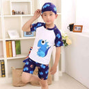 3PC Baby Boys Cartoon Swimwear Set With Hat Short Sleeve Toddler Swimsuit Set Kids Swimwear Rashguard Set For Baby Boys-Dinosaur 5-12M-JadeMoghul Inc.