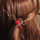 3Pc/Lot Sweet Women Girls Barrettes Korean Style Red Cherry Shaped Bow Hairpin Twist Hair Clips Headdress Hair Accessories-Black-JadeMoghul Inc.
