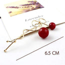 3Pc/Lot Sweet Women Girls Barrettes Korean Style Red Cherry Shaped Bow Hairpin Twist Hair Clips Headdress Hair Accessories-Gold-JadeMoghul Inc.
