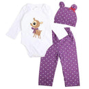 3PCS Baby Cotton Romper Set Infant Newborn Boys Girls Cartoon Animal Costume Clothing Sets Cute Jumpsuit +Hat+Pants Barboteuse-4-6M-JadeMoghul Inc.