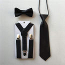 3PCS Children Baby Boys Kids Suspenders Tie Bowtie Set 3 Clip-on Elastic Adjustable Braces Straps Clothing Accessories BDTZ008-Black-JadeMoghul Inc.