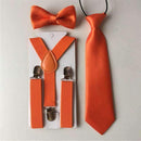 3PCS Children Baby Boys Kids Suspenders Tie Bowtie Set 3 Clip-on Elastic Adjustable Braces Straps Clothing Accessories BDTZ008-Orange-JadeMoghul Inc.