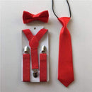 3PCS Children Baby Boys Kids Suspenders Tie Bowtie Set 3 Clip-on Elastic Adjustable Braces Straps Clothing Accessories BDTZ008-Red-JadeMoghul Inc.