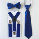 3PCS Children Baby Boys Kids Suspenders Tie Bowtie Set 3 Clip-on Elastic Adjustable Braces Straps Clothing Accessories BDTZ008-RoyalBlue-JadeMoghul Inc.