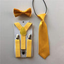 3PCS Children Baby Boys Kids Suspenders Tie Bowtie Set 3 Clip-on Elastic Adjustable Braces Straps Clothing Accessories BDTZ008-Yellow-JadeMoghul Inc.