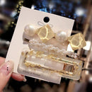 3PCS/Set Korean Acrylic Hair Clips For Women Hair Accessories Fashion Jewelry Simulated Pearl Hairpins Geometric Gold Barrettes AExp