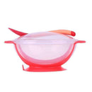 3Pcs/set Baby Tableware Dinnerware Suction Bowl with Temperature Sensing Spoon baby food Baby Feeding Bowls-Pink-JadeMoghul Inc.