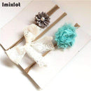 3pcs/set Mix Style Simulated-pearl Ribbon Lace Flower Headband Baby Girl Headbands Elastic Hairband Children Hair Accessories-03C-Free Size-JadeMoghul Inc.