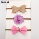 3pcs/set Mix Style Simulated-pearl Ribbon Lace Flower Headband Baby Girl Headbands Elastic Hairband Children Hair Accessories-05D-Free Size-JadeMoghul Inc.