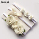 3pcs/set Mix Style Simulated-pearl Ribbon Lace Flower Headband Baby Girl Headbands Elastic Hairband Children Hair Accessories-07A-Free Size-JadeMoghul Inc.