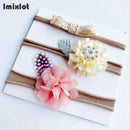 3pcs/set Mix Style Simulated-pearl Ribbon Lace Flower Headband Baby Girl Headbands Elastic Hairband Children Hair Accessories-11B-Free Size-JadeMoghul Inc.