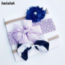 3pcs/set Mix Style Simulated-pearl Ribbon Lace Flower Headband Baby Girl Headbands Elastic Hairband Children Hair Accessories-12B-Free Size-JadeMoghul Inc.
