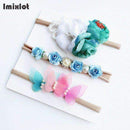 3pcs/set Mix Style Simulated-pearl Ribbon Lace Flower Headband Baby Girl Headbands Elastic Hairband Children Hair Accessories-22C-Free Size-JadeMoghul Inc.