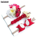 3pcs/set Mix Style Simulated-pearl Ribbon Lace Flower Headband Baby Girl Headbands Elastic Hairband Children Hair Accessories-22D-Free Size-JadeMoghul Inc.