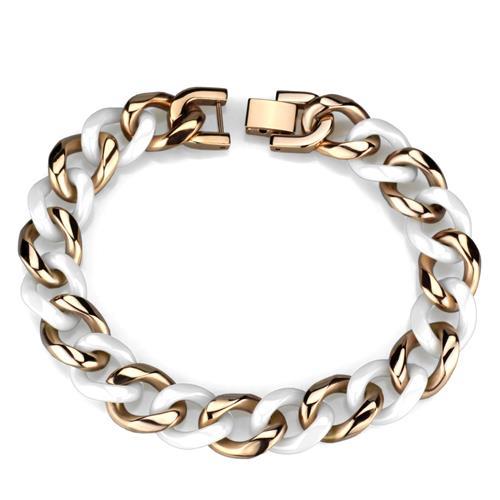 Gold Bangle Bracelet 3W1001 Rose Gold - Stainless Steel Bracelet with Ceramic