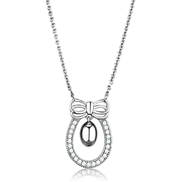 Charm Necklace 3W718 Rhodium Brass Necklace with AAA Grade CZ