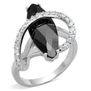 Eternity Rings 3W800 Rhodium Brass Ring with AAA Grade CZ in Jet