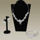 Costume Jewelry 3W923 Rhodium Brass Jewelry Sets with AAA Grade CZ