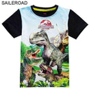 4-11Years Old Children Kids Shorts Tops Tees T Shirt Summer Teenager Boys Girls T-Shirt For Dinosaur Summer Shirts SAILEROAD-2003 black-4T-JadeMoghul Inc.