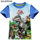 4-11Years Old Children Kids Shorts Tops Tees T Shirt Summer Teenager Boys Girls T-Shirt For Dinosaur Summer Shirts SAILEROAD-2003 blue-4T-JadeMoghul Inc.