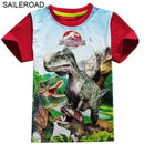 4-11Years Old Children Kids Shorts Tops Tees T Shirt Summer Teenager Boys Girls T-Shirt For Dinosaur Summer Shirts SAILEROAD-2003 red-4T-JadeMoghul Inc.