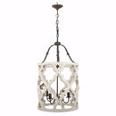 4-Light Wood Chandelier, White-Chandeliers-White-metal wood-JadeMoghul Inc.