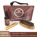 4 Pcs/Set Beard Growth Kit Men's Beard Growth Oil Nourishing Enhancer Beard Oil Beard Care With Comb Beard Roller Beard Oil AExp