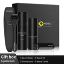 4 Pcs/Set Beard Growth Kit Men's Beard Growth Oil Nourishing Enhancer Beard Oil Beard Care With Comb Beard Roller Beard Oil AExp