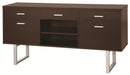 5 Drawer Credenza Desk, Cappuccino-Desks and Hutches-Cappuccino-Wood-JadeMoghul Inc.