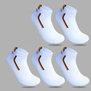 5 Pairs/lot Men Socks Stretchy Shaping Teenagers Short Sock Suit for All Season Non-slip Durable Male Socks Hosiery-D white and orange-JadeMoghul Inc.