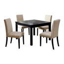 5-Piece Wooden Dining Table Set In Antique Black And Beige-Dining Tables-Black And Beige-Solid Wood Wood Veneer & Fabric-JadeMoghul Inc.