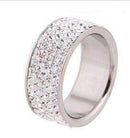 5 Row Lines Clear Crystal Jewelry Fashion Stainless Steel Engagement Rings-5.5-White-JadeMoghul Inc.