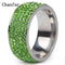 5 Rows Crystal Stainless Steel Ring Women for Elegant Full Finger Love Wedding Rings Jewelry-6-Green-JadeMoghul Inc.
