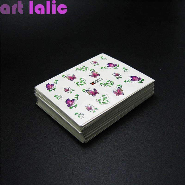 50 Sheets Mixed Designs Water Transfer Nail Art Sticker Watermark Decals DIY Decoration For Beauty Nail Tools Random Patterns-Flowers-JadeMoghul Inc.