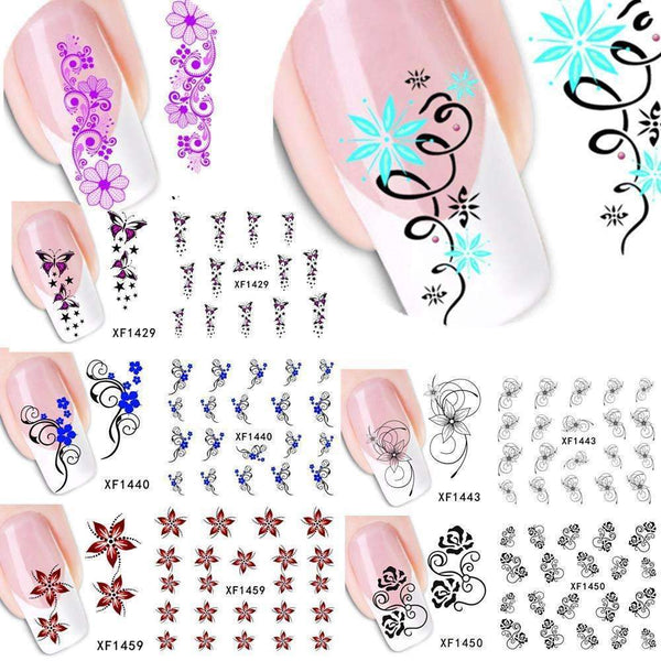 50pcs Promotions Nail Art Stickers Flower Long Vine Black Lace Decals Decorations Manicure DIY Styling Wraps Tools XF1422-1469--JadeMoghul Inc.