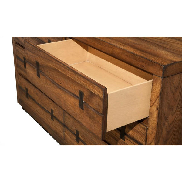 6 Drawer Mahogany Wood Dresser In Quaint Style Brown-Dressers-Brown-Mahogany Solids & Veneer-JadeMoghul Inc.
