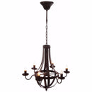 6-Light Candelabra Iron Chandelier, Brown-Chandeliers-Brown-METAL-JadeMoghul Inc.