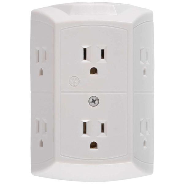 6-Outlet Grounded Wall Tap with Transformer/Resettable Circuit-Surge Protectors-JadeMoghul Inc.
