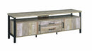 70 inch Wooden TV Console with Metal Legs and Open Shelf Storage, Brown-Media Storage Cabinets & Racks-Brown-MDF, Metal, Particle Board-JadeMoghul Inc.