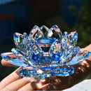 80mm Quartz Crystal Lotus Flower Crafts Glass Paperweight Fengshui Ornaments Figurines Home Wedding Party Decor Gifts Souvenir-blue-80mm-JadeMoghul Inc.