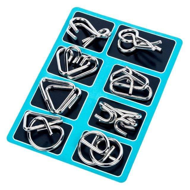 8Pcs/Set Metal Montessori Puzzle Wire IQ Mind Brain Teaser Puzzles Children Adults Interactive Game Reliever Educational Toys AExp
