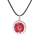 8SEASONS Handmade Boho Transparent Resin Dried Flower Daisy Necklace Ball Chain Silver Color White Round 45cm long, 1 Piece-fuchsia2-JadeMoghul Inc.